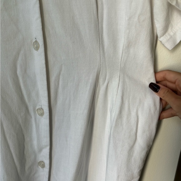LAST $ DROP! Hand Sewn White Linen Blend Dress - Picture 5 of 7